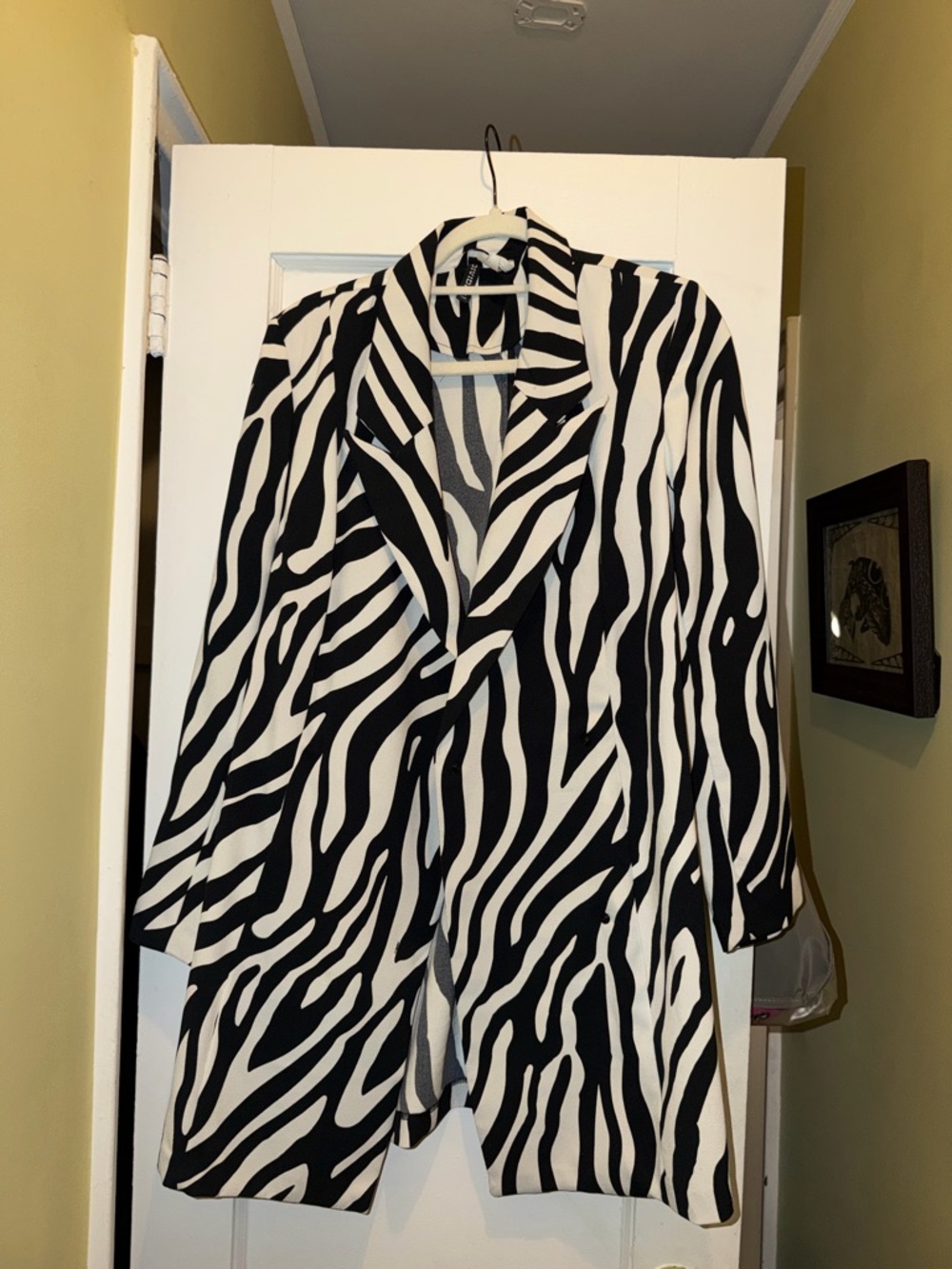 H&M Black and Cream Patterned Blazer Dress